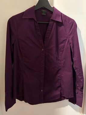 Ann Taylor Purple Button-Front Collared Shirt